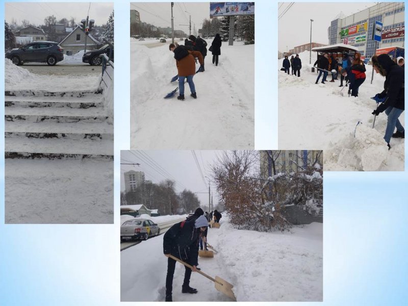 Волонтеры на борьбе со снегом